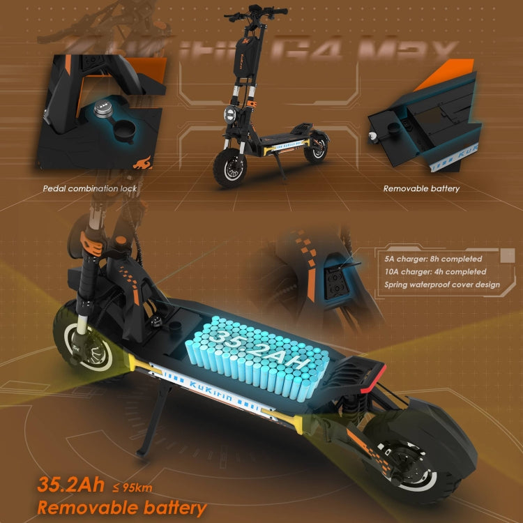 Kukirin G4 Max 12 inch Tires 3200W 60V 35.2AH Three-speed Folding Electric Offroad Scooter with LED Display, G4 Max
