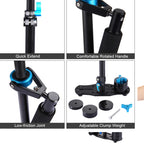PULUZ 38.5-61cm Carbon Fibre Handheld Stabilizer for DSLR & DV Digital Video & Cameras, Load Range: 0.5-3kg, P60T Black, P60T Blue, P60T Red, RU Stock P60T Black