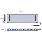 AD-059 11 in 1 USB-C / Type-C to 4K HDMI + VGA + SD / TF Card Slot + Gigabit Ethernet + 3.5mm AUX + USB-C / Type-C + 4 USB 3.0 Multifunctional Docking Station HUB, 11 in 1