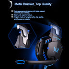 KOTION EACH G2000 Over-ear Game Gaming Headphone Headset Earphone Headband with Mic Stereo Bass LED Light for PC Gamer,Cable Length: About 2.2m(White + Red), G2000