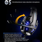 KOTION EACH G9000 3.5mm Game Gaming Headphone Headset Earphone Headband with Microphone LED Light for Laptop / Tablet / Mobile Phones,Cable Length: About 2.2m, G9000
