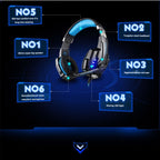 KOTION EACH G9000 3.5mm Game Gaming Headphone Headset Earphone Headband with Microphone LED Light for Laptop / Tablet / Mobile Phones,Cable Length: About 2.2m, G9000