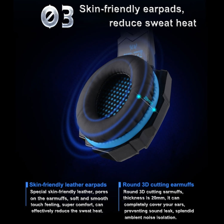 KOTION EACH G9000 3.5mm Game Gaming Headphone Headset Earphone Headband with Microphone LED Light for Laptop / Tablet / Mobile Phones,Cable Length: About 2.2m, G9000