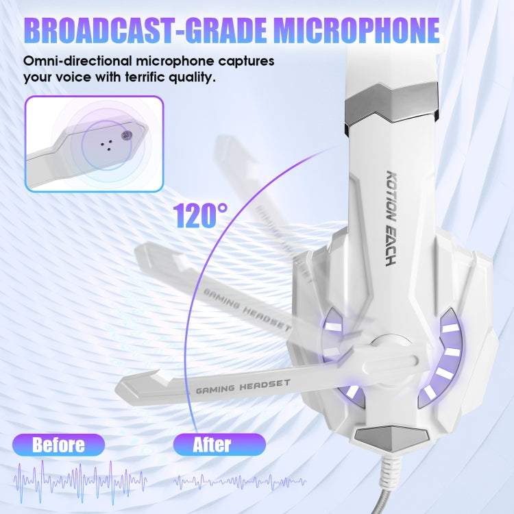 KOTION EACH G9000 3.5mm Game Gaming Headphone Headset Earphone Headband with Microphone LED Light for Laptop / Tablet / Mobile Phones,Cable Length: About 2.2m, G9000