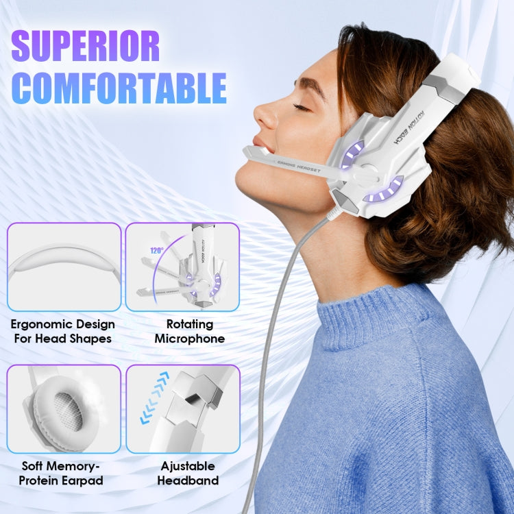 KOTION EACH G9000 3.5mm Game Gaming Headphone Headset Earphone Headband with Microphone LED Light for Laptop / Tablet / Mobile Phones,Cable Length: About 2.2m, G9000