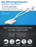 VONETS VAP11N Mini WiFi 300Mbps Repeater WiFi Bridge, Best Partner of IP Device / IP Camera / IP Printer / XBOX / PS3 / IPTV / Skybox, VAP11N