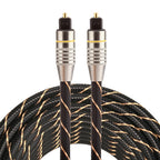 5m OD6.0mm Gold Plated Metal Head Woven Net Line Toslink Male to Male Digital Optical Audio Cable, Length: 5m
