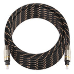 5m OD6.0mm Gold Plated Metal Head Woven Net Line Toslink Male to Male Digital Optical Audio Cable, Length: 5m