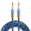 EMK 6.35mm Male to Male 3 Section Gold-plated Plug Grid Nylon Braided Audio Cable for Speaker Amplifier Mixer, Length: 1.5m