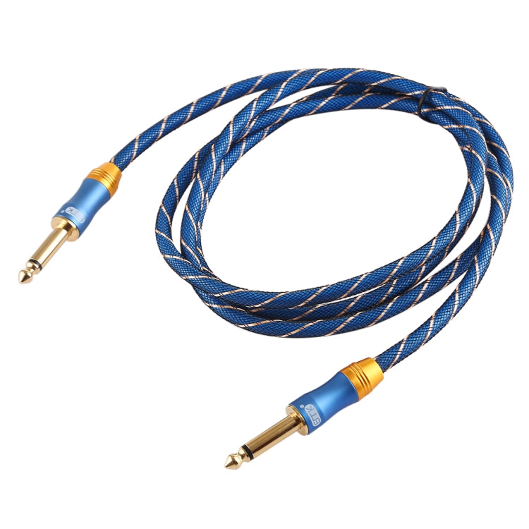 EMK 6.35mm Male to Male 3 Section Gold-plated Plug Grid Nylon Braided Audio Cable for Speaker Amplifier Mixer, Length: 1.5m
