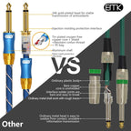 EMK 6.35mm Male to Male 3 Section Gold-plated Plug Grid Nylon Braided Audio Cable for Speaker Amplifier Mixer, Length: 1.5m