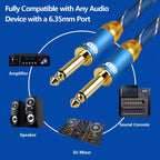 EMK 6.35mm Male to Male 3 Section Gold-plated Plug Grid Nylon Braided Audio Cable for Speaker Amplifier Mixer, Length: 1.5m