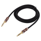 EMK 6.35mm Male to Male 4 Section Gold-plated Plug Cotton Braided Audio Cable for Guitar Amplifier Mixer, Length: 2m