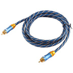 EMK 8mm RCA Male to 6mm RCA Male Gold-plated Plug Grid Nylon Braided Audio Coaxial Cable for Speaker Amplifier Mixer, Length: 2m