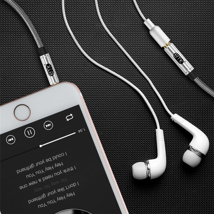 EMK 3.5mm Male to Female Gold-plated Plug Cotton Braided Audio Cable for Speaker / Notebooks / Headphone, Length: 0.5m