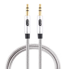 EMK 3.5mm Male to Male Gold-plated Plug Cotton Braided Audio Cable for Speaker / Notebooks / Headphone, Length: 1m, EMK