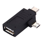 USB-C / Type-C Male + Micro USB Male to USB 2.0 Female Adapter, USB 2.0