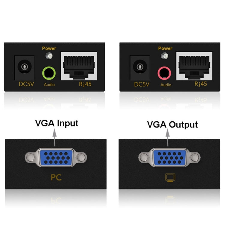 VGA & Audio Extender 1920x1440 HD 100m Cat5e / 6-568B Network Cable Sender Receiver Adapter, Transmission Distance: 100m