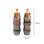 REXLIS TR026 2 PCS RCA Male Plug Audio Jack Gold Plated Adapter for DIY Audio Cable & Video cable, RCA Male