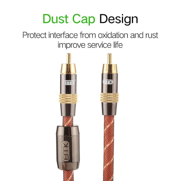EMK TZ/A 2m OD8.0mm Gold Plated Metal Head RCA to RCA Plug Digital Coaxial Interconnect Cable Audio / Video RCA Cable, Length: 2m