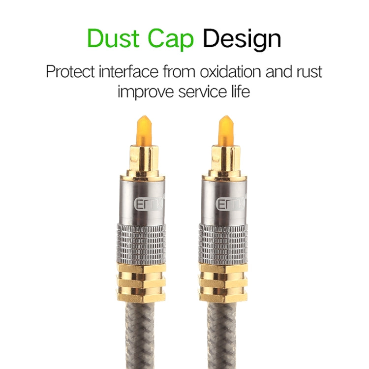 EMK YL-A 8m OD8.0mm Gold Plated Metal Head Toslink Male to Male Digital Optical Audio Cable, Length: 8m