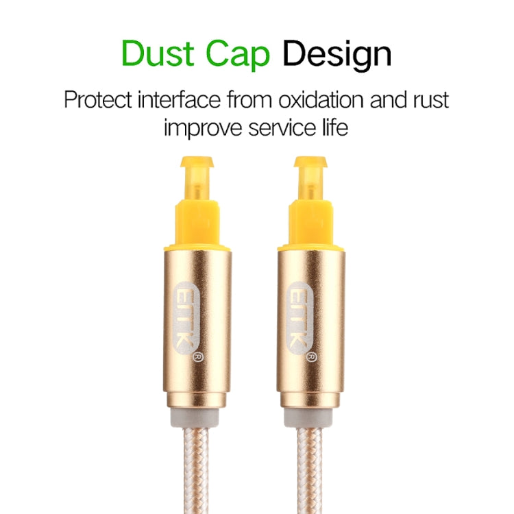 EMK 2m OD4.0mm Gold Plated Metal Head Woven Line Toslink Male to Male Digital Optical Audio Cable, Length: 2m