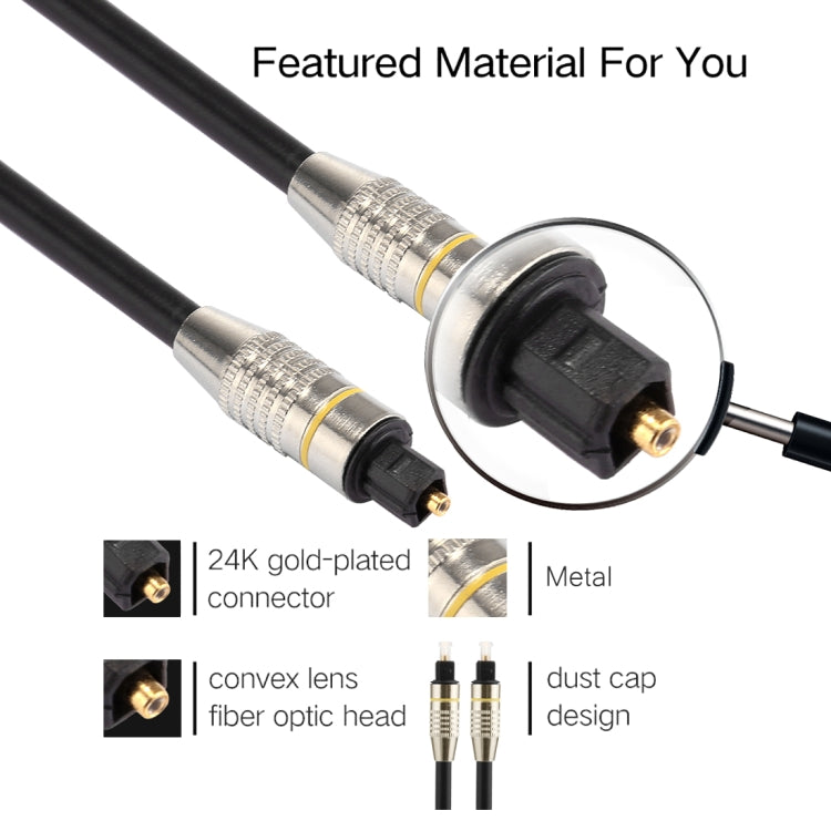 1m OD6.0mm Nickel Plated Metal Head Toslink Male to Male Digital Optical Audio Cable, Length: 1m