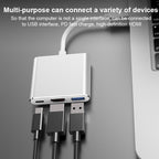 V125 UCB-C / Type-C Male to PD +  HDMI + USB 3.0 Female 3 in 1 Converter, 3 in 1