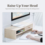 ORICO MSR-05-WD-BP 2-layer Wood Grain Computer Monitor Holder with Drawer, Size: 50 x 20 x 13.5cm, 2-layer with Drawer, Size: 50 x 20 x 13.5cm