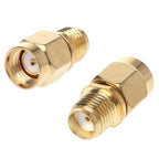 Straight Gold Plated RP-SMA Male to SMA Female Adapter, Straight RP-SMA Male to SMA Female