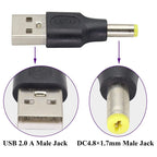 10 PCS 4.8 x 1.7mm Male to USB 2.0 Male DC Power Plug Connector, 4.8 x 1.7mm