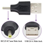 10 PCS 2.5 x 0.7mm Male to USB 2.0 Male DC Power Plug Connector, 2.5 x 0.7mm