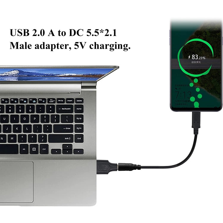 10 PCS 5.5 x 2.1mm Male to USB 2.0 Male DC Power Plug Connector, 5.5 x 2.1mm