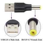 10 PCS 5.5 x 1.7mm Male to USB 2.0 Male DC Power Plug Connector, 5.5 x 1.7mm
