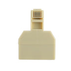 RJ11 Dual Ports Desktop Telephone Extension Cable Extender Connector Adapter, 2 RJ11 Female to RJ11 Male