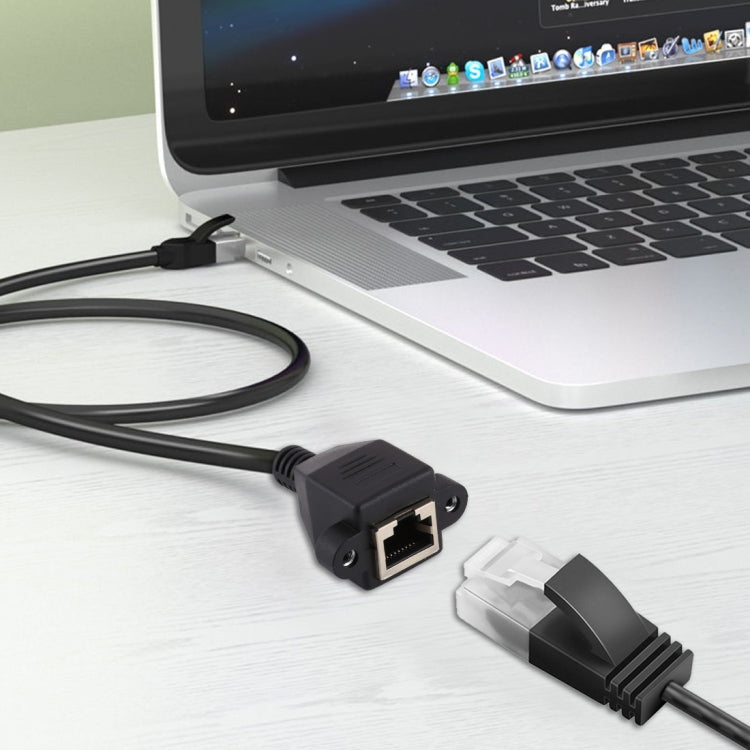 RJ45 Female to Male CAT5E Network Panel Mount Screw Lock Extension Cable, Length: 2m, 2m