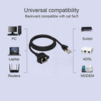 RJ45 Female to Male CAT5E Network Panel Mount Screw Lock Extension Cable, Length: 2m, 2m