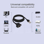 RJ45 Female to Male CAT6E Network Panel Mount Screw Lock Extension Cable, Length: 3m, Length: 3m
