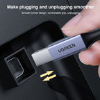 Ugreen Type-C / USB-C to Type-B Printer Nylon Braid Connect Data Cable, Length: 3m, Length: 3m