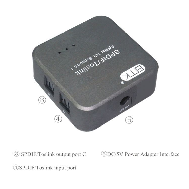 EMK 1 Input 3 Output Digital Optical Audio SPDIF Toslink Splitter Adapter