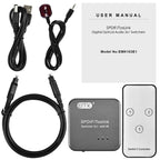 EMK SPDIF/TosLink Digital Optical Audio 3x1 Switcher with IR Controller