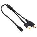 5.5x2.1mm Female to Lenovo YOGA 3 & Big Square (First Generation) Male Interfaces Power Adapter Cable for Lenovo Laptop Notebook, Length: about 30cm, X1 Yoga 2018/2017 & T570/T470/T470s