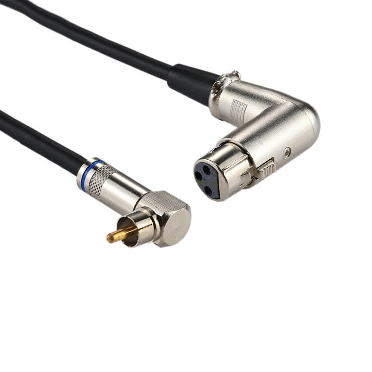 Aluminum Shell RCA Elbow Male to 3 Pin XLR CANNON Elbow Female Audio Connector Adapter for Cable Microphone / Audio Equipment, Total Length: about 30cm, RCA Elbow Male