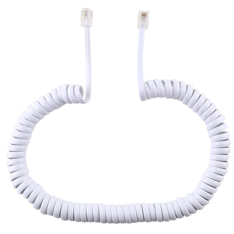 4 Core Male to Male RJ11 Spring Style Telephone Extension Coil Cable Cord Cable, Stretch Length: 5m, Length: 5m