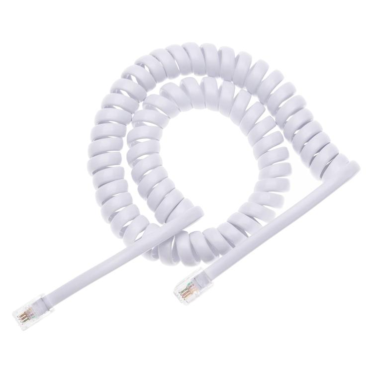 4 Core Male to Male RJ11 Spring Style Telephone Extension Coil Cable Cord Cable, Stretch Length: 5m, Length: 5m