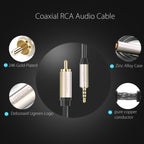 UGREEN 3.5mm to RCA Audio Cable Xiaomi Mi 1/2 TV Digital SPDIF Cable, Length: 2m, Length: 2m