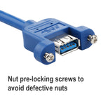 USB 3.0 Male to Female Extension Cable with Screw Nut, Cable Length: 2m, 2m