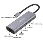 Onten OT-95123 5 in 1 Multifunctional Type-C + USB + HDMI Docking Station, Cable Length: 145mm