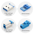 USB 3.0 A Male to Right 90 Degrees Angle USB 3.0 Type-B Male High Speed Printer Cable, Cable Length: 3m, 3m