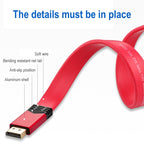 4K 60Hz DisplayPort 1.2 Male to DisplayPort 1.2 Male Aluminum Shell Flat Adapter Cable, Cable Length: 3m, 3m